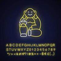 ridere buddha icona luce al neon vettore