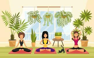 yoga, rilassamento, meditazione, sessione concetto vettore