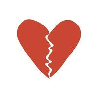rosso rotto cuore o divorzio. semplice isolato rotto cuore forma su bianca vettore