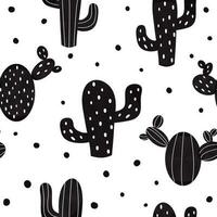 cactus senza soluzione di continuità modello vettore illustrazione concetto di nero cactus con cuore su bianca sfondo. tessuto Stampa. fricchettone design. sfondo, stampabile modello. coperchio, avvolgere, tessile, stoffa, carta