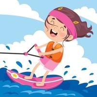 personaggio dei cartoni animati felice surf in mare