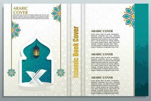 Arabo islamico stile libro copertina design con ornamento floreale vettore sfondo