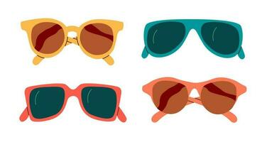 impostato di moda, estate, spiaggia occhiali da sole per donne. davanti Visualizza di sole occhiali. vettore