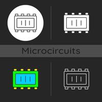 icona del tema scuro di parti di microchip intelligenti vettore