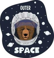 orso astronauta esterno spazio, mano disegnato vettore animale illustrazione, per maglietta e Altro.