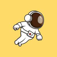 piatto stile carino astronauta volante cartone animato vettore icona illustrazione. astronauta personaggio vettore illustrazione. scienza tecnologia icona concetto. adorabile astronauta portafortuna logo design.