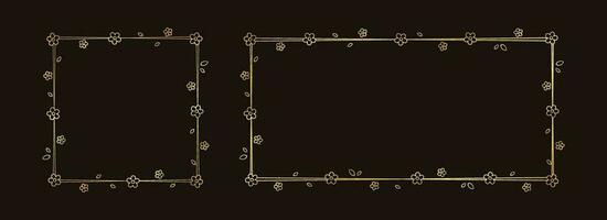 oro floreale telaio schema scarabocchio impostare. primavera confine modello, fiorire design elemento per nozze, saluto carta. vettore