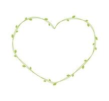 cuore forma telaio fatto di fresco verde vite foglie, san valentino giorno, primavera estate semplice minimo design elemento, amore concetto vettore
