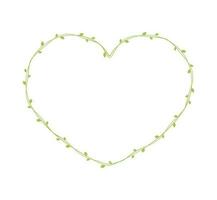 cuore forma telaio fatto di fresco verde vite foglie, san valentino giorno, primavera estate semplice minimo design elemento, amore concetto vettore