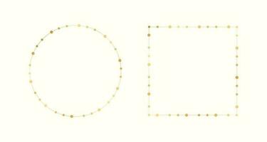 oro Natale Fata luci telaio confine impostare. astratto geometrico d'oro puntini cerchio telaio collezione. vettore