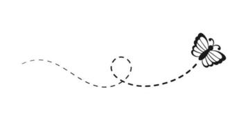 volante farfalla con tratteggiata linea itinerario silhouette. bellissimo farfalle elegante insetti con Aperto Ali sentiero. vettore design elementi per primavera e estate.