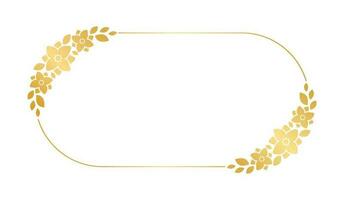 oro ovale floreale telaio modello. lusso d'oro telaio confine per invitare, nozze, certificato. vettore arte con fiori e le foglie.