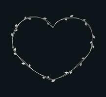 argento cuore forma telaio fatto di vite le foglie. floreale san valentino giorno, primavera estate design elemento, amore concetto vettore