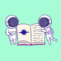 Due astronauti siamo lettura un' libro insieme vettore