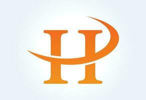 pendenza h lettera logo design con svolazzare, vettore design modello
