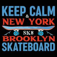 mantenere calma skateboard nuovo York brooklyn maglietta design vettore