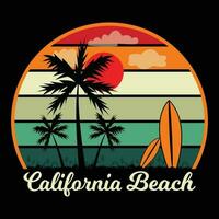 California spiaggia maglietta design vettore