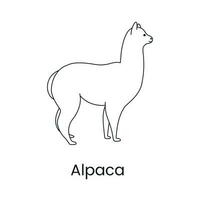 alpaca icona linea nel vettore, illustrazione di un animale. vettore