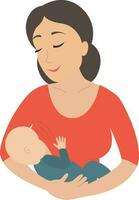 madre l'allattamento al seno sua giovane bambino. allattare. vettore