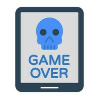 un design piatto, icona del game over vettore