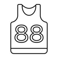 abbigliamento maschile senza maniche camicia, lineare design icona di gli sport camicia vettore