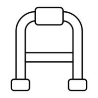 icona del bastone da passeggio, design lineare della stampella vettore