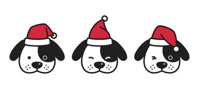 cane vettore Natale francese bulldog Santa Claus cappello natale icona cucciolo testa cartone animato personaggio logo illustrazione