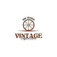 creativo Vintage ▾ di legno carro carrello ruota logo design illustrazione idea vettore
