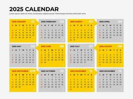 2025 calendario modello vettore