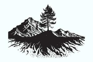montagna vettore, montagna silhouette, assortito montagna albero vettore, mano disegnato montagna vettore, montagna icona illustrazioni vettore
