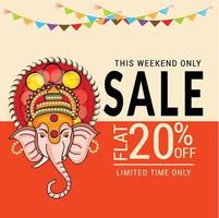 happy ganesh chaturhi 20 per cento di sconto vettore