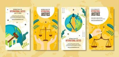 mondo giorno per internazionale giustizia sociale media storie illustrazione cartone animato mano disegnato modelli sfondo vettore