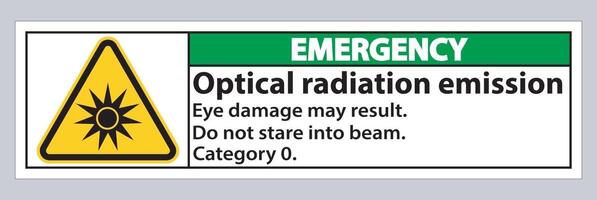 segno di emergenza segno simbolo di emissione di radiazioni ottiche isolato su sfondo bianco vettore