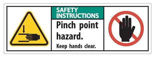 istruzioni di sicurezza punto di schiacciamento pericolo tenere le mani libere simbolo vettore