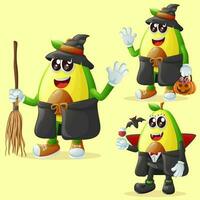 carino avocado personaggi su Halloween vettore