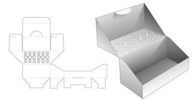 scatola per torta pieghevole con motivo stampato sulla parte superiore modello fustellato vettore