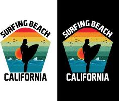 fare surf spiaggia California maglietta design vettore