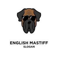 Mastino inglese testa di cane indossando occhiali da sole vettore icona logo illustration design