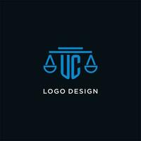 uc monogramma iniziale logo con bilancia di giustizia icona design ispirazione vettore