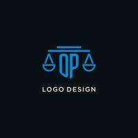 operazione monogramma iniziale logo con bilancia di giustizia icona design ispirazione vettore