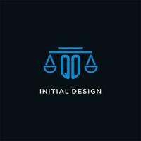 qo monogramma iniziale logo con bilancia di giustizia icona design ispirazione vettore