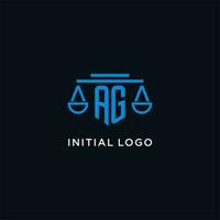 ag monogramma iniziale logo con bilancia di giustizia icona design ispirazione vettore