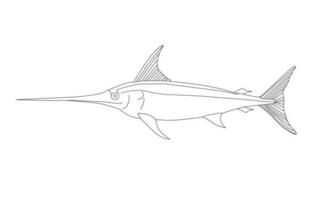 pesce spada linea arte vettore illustrazione