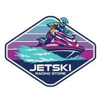 Jet sciare da corsa estremo sport vettore illustrazione design nel retrò pop colore, Perfetto per evento logo e t camicia design