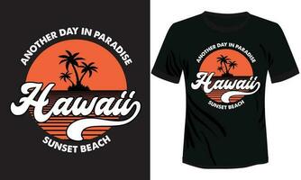 Hawaii tramonto spiaggia maglietta design vettore