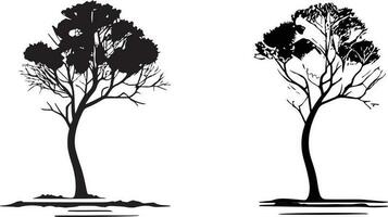 vettore impostato di pianta e albero silhouette illustrazione, minimalista albero silhouette impostato