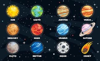 pianeti colorati del sistema solare vettore