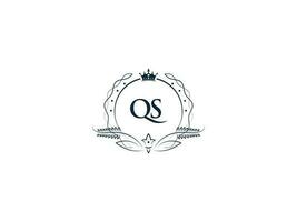 premio reale corona qs logo, unico lettera qs mq logo icona vettore Immagine design