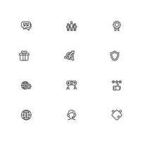SEO e promozione linea icone collezione. grande ui icona impostare. magro schema icone imballare vettore