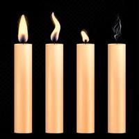 candele accese realistico set illustrazione vettoriale